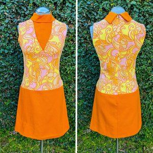 Vintage Groove Dress in Retro Orange